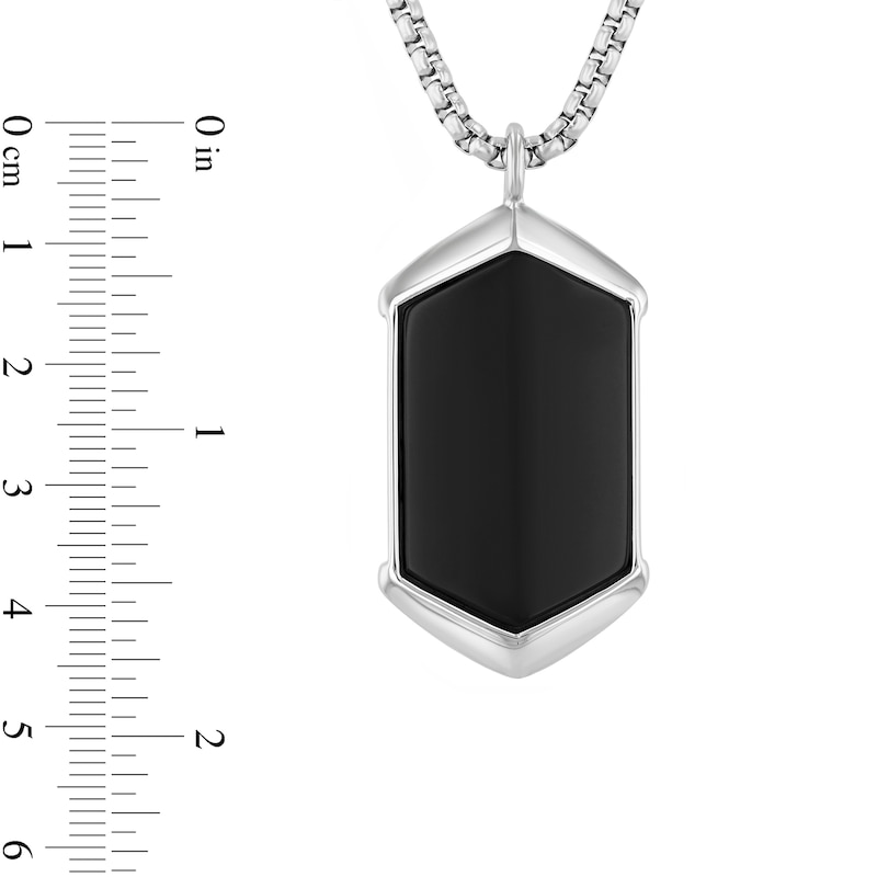 Main Image 4 of Onyx Bezel-Set Solitaire Pendant in Stainless Steel - 24”