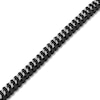 Black Leather Woven Curb Link Bracelet in Solid Stainless Steel - 8.5”