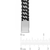 Black Leather Woven Curb Link Bracelet in Solid Stainless Steel - 8.5”