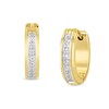 0.145 CT. T.W. Diamond Huggie Hoop Earrings in Stainless Steel with Ion Plate