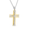 Diamond Accent Cross in Stainless Steel and Yellow Ion Plate - 24”