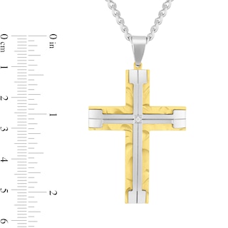 Diamond Accent Cross in Stainless Steel and Ion Plate