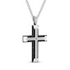 Thumbnail Image 2 of Diamond Accent Cross in Stainless Steel and Black Ion Plate - 24”