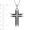 Thumbnail Image 4 of Diamond Accent Cross in Stainless Steel and Black Ion Plate - 24”