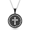 Thumbnail Image 1 of 0.05 CT. T.W. Black Diamond Oval Frame Cross Pendant in Stainless Steel and Black Ion Plate - 24”