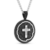 Thumbnail Image 2 of 0.05 CT. T.W. Black Diamond Oval Frame Cross Pendant in Stainless Steel and Black Ion Plate - 24”