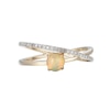 Thumbnail Image 0 of 5.0mm Opal and 0.10 CT. T.W. Diamond Orbit Ring in 10K Gold - Size 7