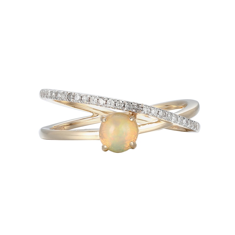 5.0mm Opal and 0.10 CT. T.W. Diamond Orbit Ring in 10K Gold - Size 7|Peoples Jewellers