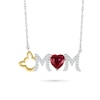 Thumbnail Image 0 of 6.0mm Heart-Shaped Lab-Created Ruby and White Lab-Created Sapphire Cat "MOM" Necklace in Sterling Silver and 10K Gold