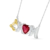 Thumbnail Image 1 of 6.0mm Heart-Shaped Lab-Created Ruby and White Lab-Created Sapphire Cat "MOM" Necklace in Sterling Silver and 10K Gold