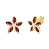 Thumbnail Image 0 of Marquise Garnet and White Lab-Created Sapphire Swirl Flower Stud Earrings in 10K Gold