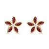 Thumbnail Image 1 of Marquise Garnet and White Lab-Created Sapphire Swirl Flower Stud Earrings in 10K Gold