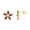 Marquise Garnet and White Lab-Created Sapphire Swirl Flower Stud Earrings in 10K Gold