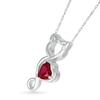 Thumbnail Image 1 of 5.0mm Heart-Shaped Lab-Created Ruby Cat Outline Pendant in Sterling Silver