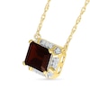 Emerald-Cut Garnet and White Lab-Created Sapphire Frame Sideways Necklace in 10K Gold