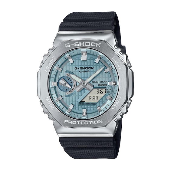 Men's Casio G-Shock Classic Solar-Powered Analog Digital Strap Watch with Ice Blue Dial (Model: GBM2100A-1A2)