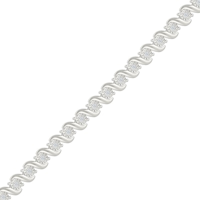 0.23 CT. T.W. Diamond "S" Link Bracelet in Sterling Silver - 7.25”