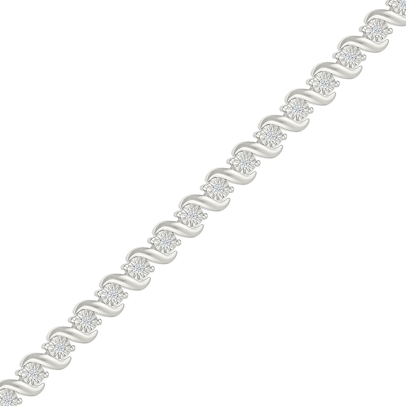 0.23 CT. T.W. Diamond "S" Link Bracelet in Sterling Silver - 7.25”