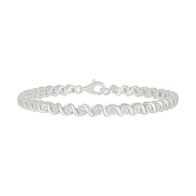 0.23 CT. T.W. Diamond "S" Link Bracelet in Sterling Silver - 7.25”