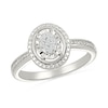 Thumbnail Image 0 of 0.065 CT. T.W. Multi-Diamond Oval Frame Promise Ring in Sterling Silver