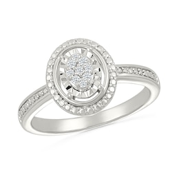 0.065 CT. T.W. Multi-Diamond Oval Frame Promise Ring in Sterling Silver
