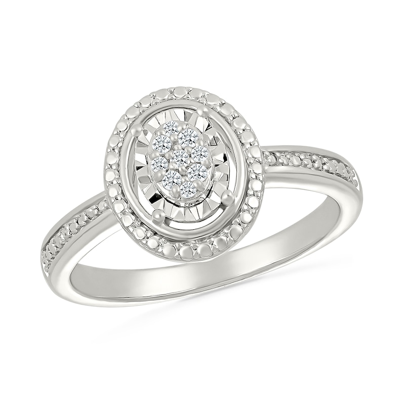 0.065 CT. T.W. Multi-Diamond Oval Frame Promise Ring in Sterling Silver