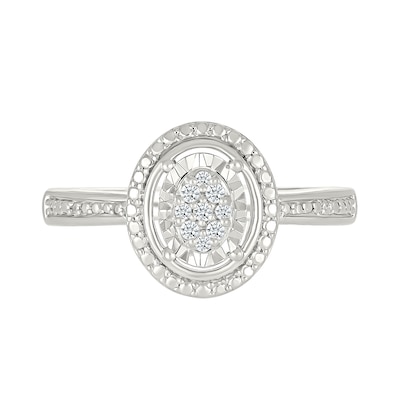 0.065 CT. T.W. Multi-Diamond Oval Frame Promise Ring in Sterling Silver