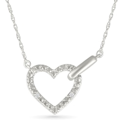 Diamond Accent Open Heart Necklace in Sterling Silver