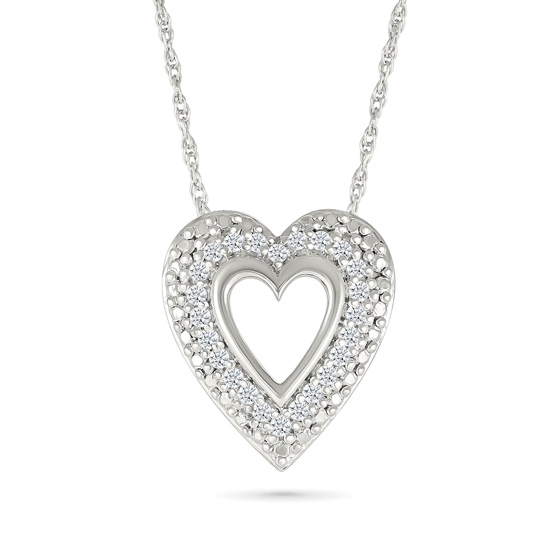 0.145 CT. T.W. Diamond Heart Frame Necklace in Sterling Silver|Peoples Jewellers