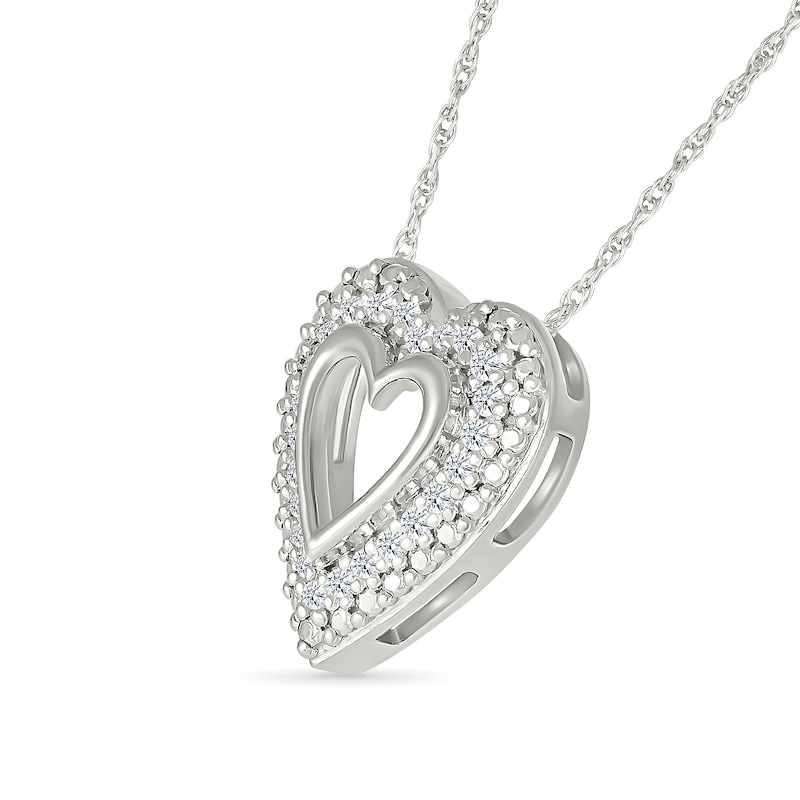 0.145 CT. T.W. Diamond Heart Frame Necklace in Sterling Silver|Peoples Jewellers