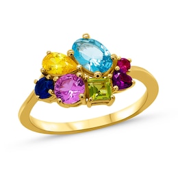 Multi-Shaped Birthstone Family Cluster Ring (2-7 Stones)