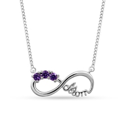 Birthstone &quot;Mom&quot; Infinity Necklace (3 Stones) - 17&quot;