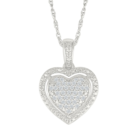 0.18 CT. T.W. Multi-Diamond Domed Heart Frame Pendant in Sterling Silver