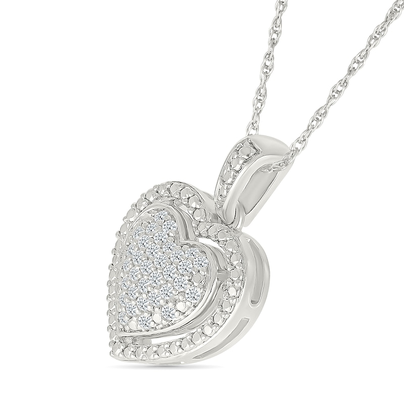 0.18 CT. T.W. Multi-Diamond Domed Heart Frame Pendant in Sterling Silver