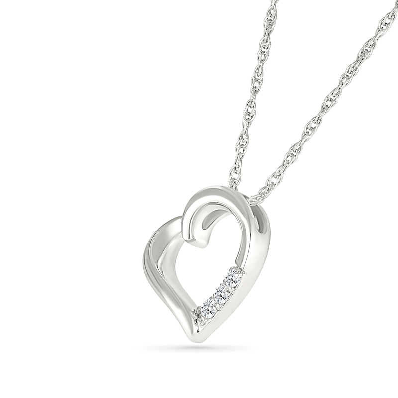 0.04 CT. T.W. Diamond Tilted Twist Heart Pendant in Sterling Silver