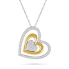 0.23 CT. T.W. Diamond Tilted Triple Heart Pendant in Sterling Silver and 10K Gold