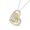 0.23 CT. T.W. Diamond Tilted Triple Heart Pendant in Sterling Silver and 10K Gold