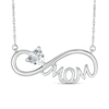 Thumbnail Image 1 of 5.0mm Heart-Shaped White Lab-Created Sapphire &quot;MOM&quot; Infinity Necklace in Sterling Silver