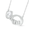 Thumbnail Image 2 of 5.0mm Heart-Shaped White Lab-Created Sapphire &quot;MOM&quot; Infinity Necklace in Sterling Silver