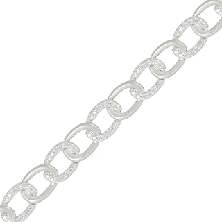 0.45 CT. T.W. Diamond Oval Link Alternating Bracelet in 10K White Gold - 7.25”