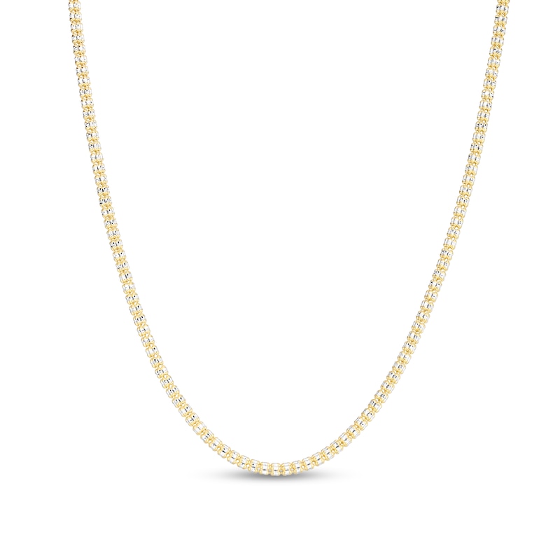 3.14mm Diamond-Cut Ice Chain Necklace in Solid 14K Two-Tone Gold - 20”