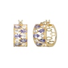 Thumbnail Image 0 of Pear-Shaped Tanzanite and White Lab-Created Sapphire Alternating Hoop Earrings in Sterling Silver with 18K Gold Plate