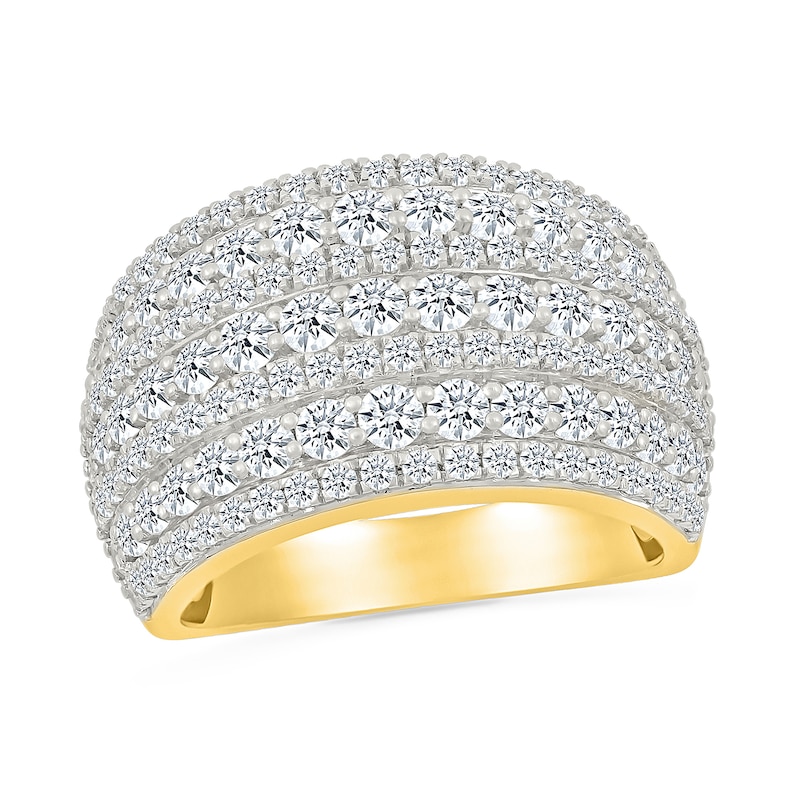 Main Image 1 of 1.95 CT. T.W. Diamond Domed Multi-Row Ring in 10K Gold