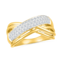 0.45 CT. T.W. Diamond Multi-Row Crossover Ring in 10K Gold