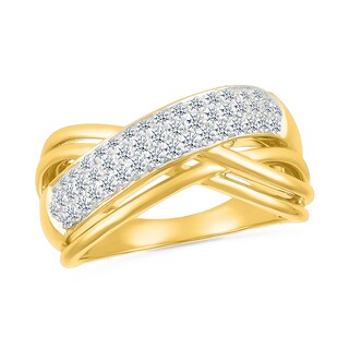 0.45 CT. T.W. Diamond Multi-Row Crossover Ring in 10K Gold