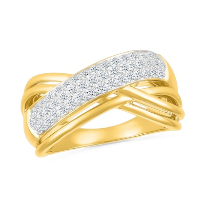 0.45 CT. T.W. Diamond Multi-Row Crossover Ring in 10K Gold