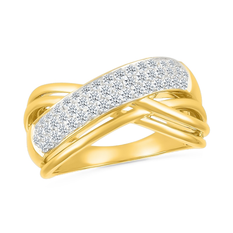 0.45 CT. T.W. Diamond Multi-Row Crossover Ring in 10K Gold