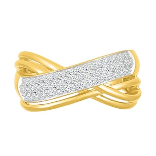 0.45 CT. T.W. Diamond Multi-Row Crossover Ring in 10K Gold