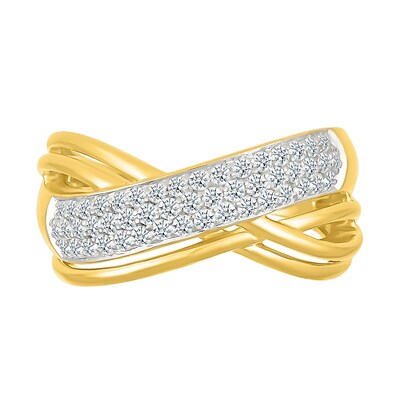 0.45 CT. T.W. Diamond Multi-Row Crossover Ring in 10K Gold