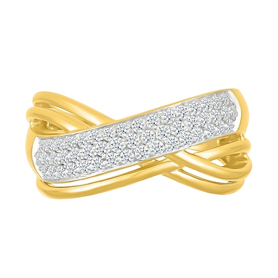 0.45 CT. T.W. Diamond Multi-Row Crossover Ring in 10K Gold